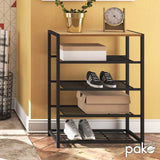 Suport Pantofi Ramon 12 Perechi Stejar Modern Cu Cadru metalic, Negru, 63x30x83 cm