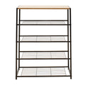 Suport Pantofi Ramon 12 Perechi Stejar Modern Cu Cadru metalic, Negru, 63x30x83 cm, detaliu produs