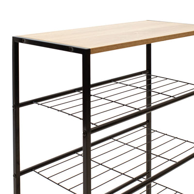 Suport Pantofi Ramon 12 Perechi Stejar Modern Cu Cadru metalic, Negru, 63x30x83 cm, perspectiva suplimentara