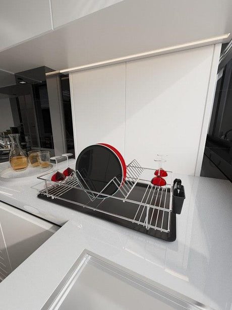 Suport pentru vase Dish Rack SM001-C, Crom, 31x11x47 cm