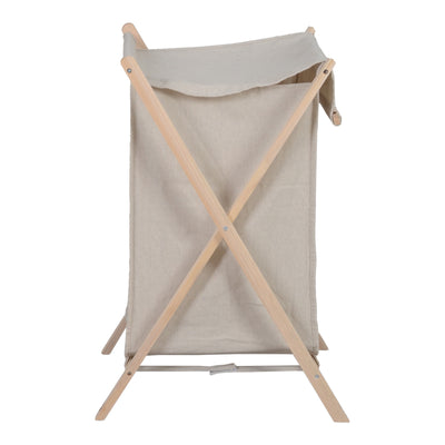 Suport rufe cu funcție de depozitare Lonerte, stil natural, lemn și material textil, bej, 44x41x64 cm, detaliu produs