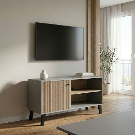 Suport TV cu rafturi Tuscany, Modern, Lemn, Sonoma-Antracit, 100x40x51 cm
