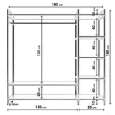 Suport Umerase cu rafturi Trend Saga L615, Alb, 40x180x180 cm