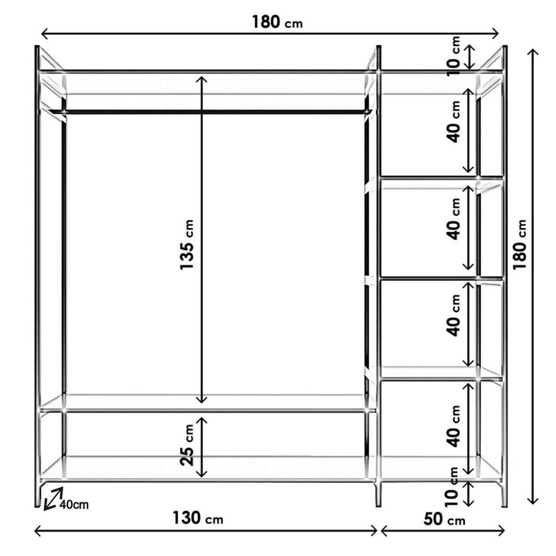 Suport Umerase cu rafturi Trend Saga L615, Alb, 40x180x180 cm
