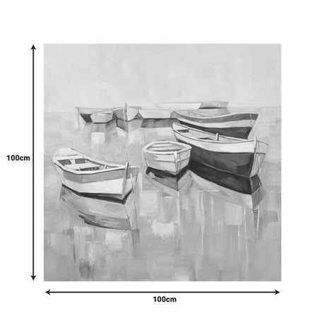 Tablou canvas cu barca, Pânza, Multicolor, 100x100 cm