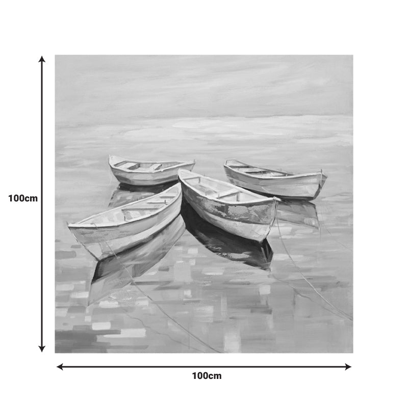 Tablou Canvas cu Barca, Pânza, Multicolor, 100x100 cm