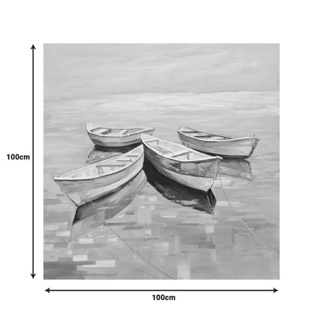 Tablou Canvas cu Barca, Pânza, Multicolor, 100x100 cm