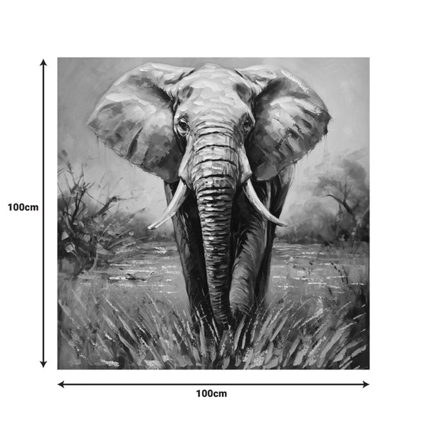Tablou canvas cu design Elephanti, Multicolor, 100x100 cm