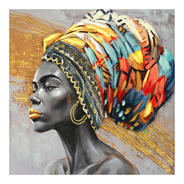 Tablou Canvas cu efect 3D Africana I, Pânza, Multicolor, 100x100 cm