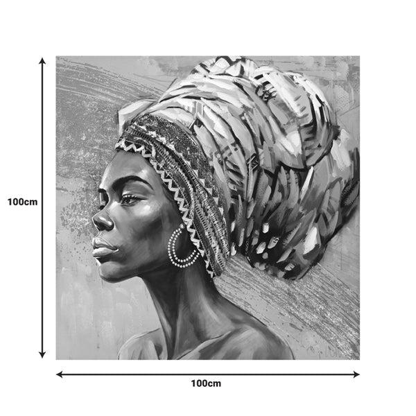 Tablou Canvas cu efect 3D Africana I, Pânza, Multicolor, 100x100 cm