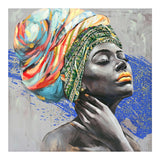 Tablou canvas cu efect 3D Africana, Pânza, Multicolor, 100x100 cm