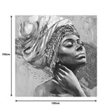 Tablou canvas cu efect 3D Africana, Pânza, Multicolor, 100x100 cm