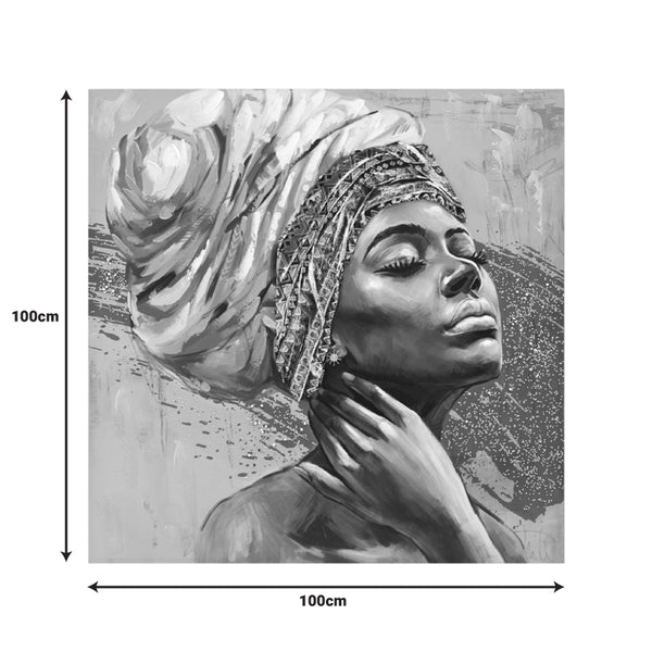 Tablou canvas cu efect 3D Africana, Pânza, Multicolor, 100x100 cm