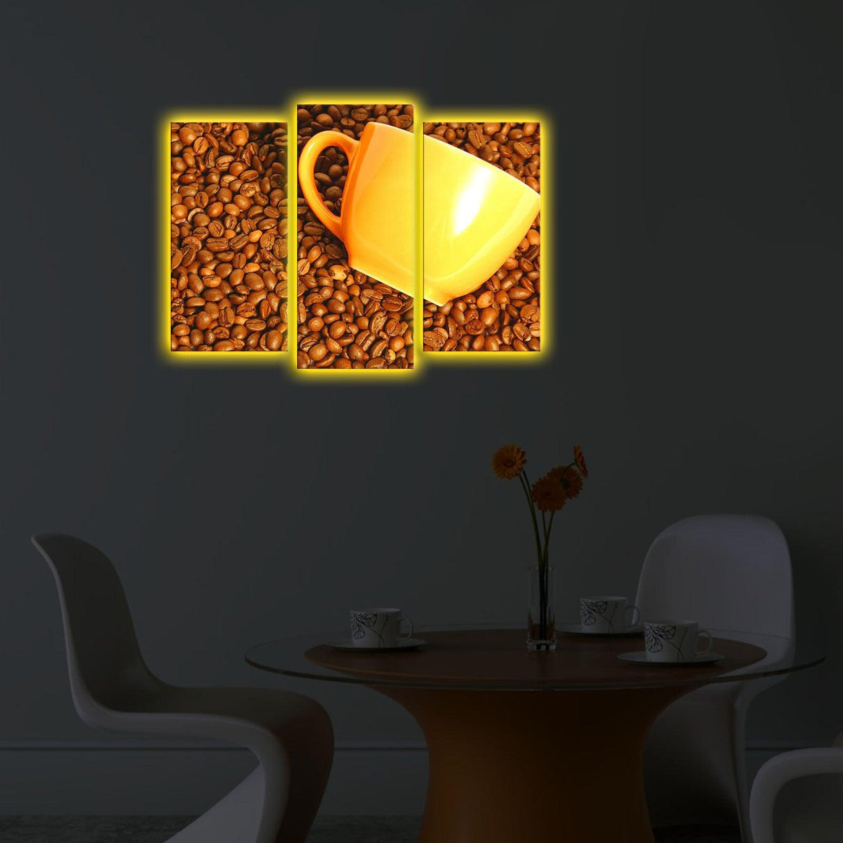 Tablou Canvas cu Led Cafea, Multicolor, 66 x 45 cm