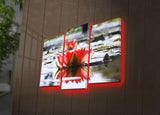 Tablou Canvas cu Led Floare de Lotus, Multicolor, 66 x 45 cm