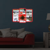 Tablou Canvas cu Led Floare de Lotus, Multicolor, 66 x 45 cm
