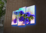 Tablou Canvas cu Led Floare Violeta, Multicolor, 66 x 45 cm