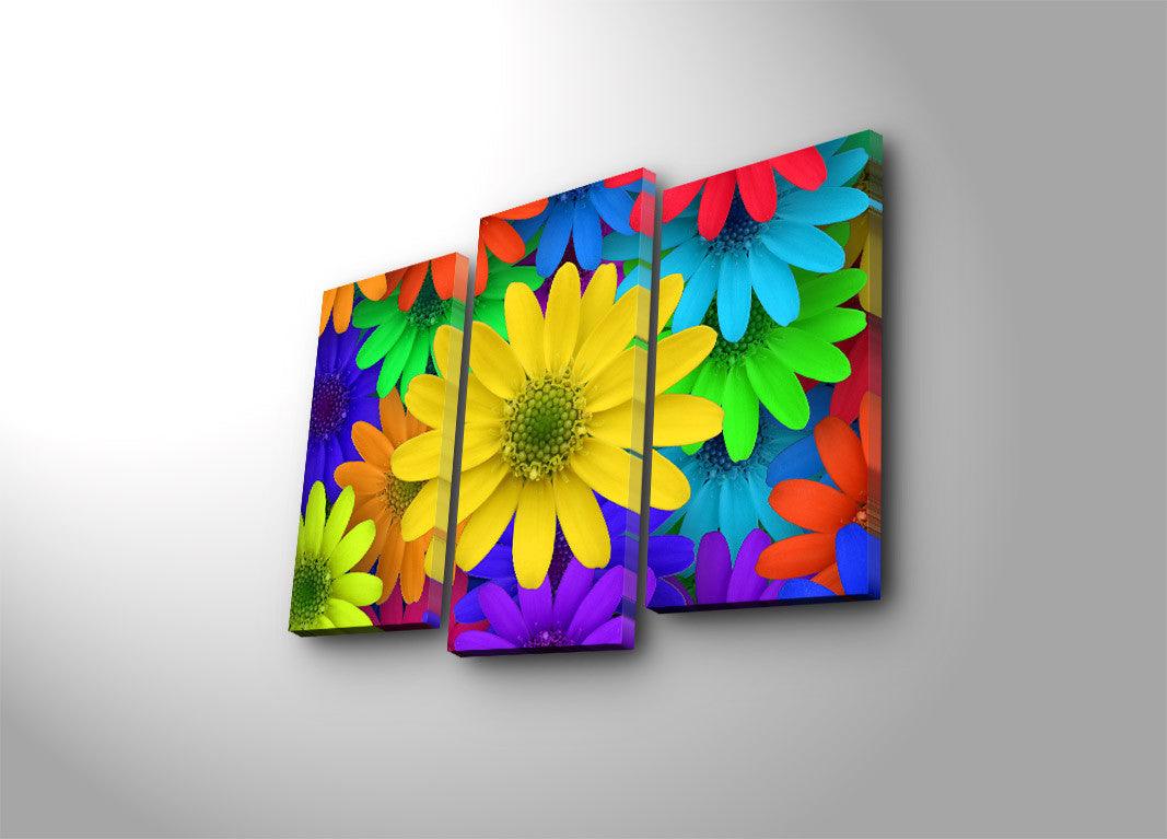 Tablou Canvas cu Led Flori, Multicolor, 66 x 45 cm