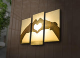 Tablou Canvas cu Led Hand Heart, Multicolor, 66 x 45 cm