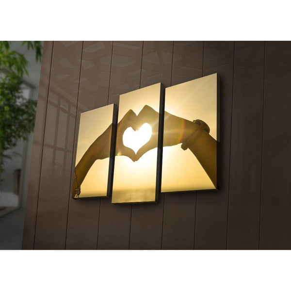 Tablou Canvas cu Led Hand Heart, Multicolor, 66x45 cm