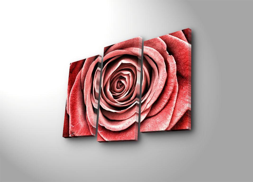 Tablou Canvas cu Led Led Trandafir Rosu, Multicolor, 66 x 45 cm