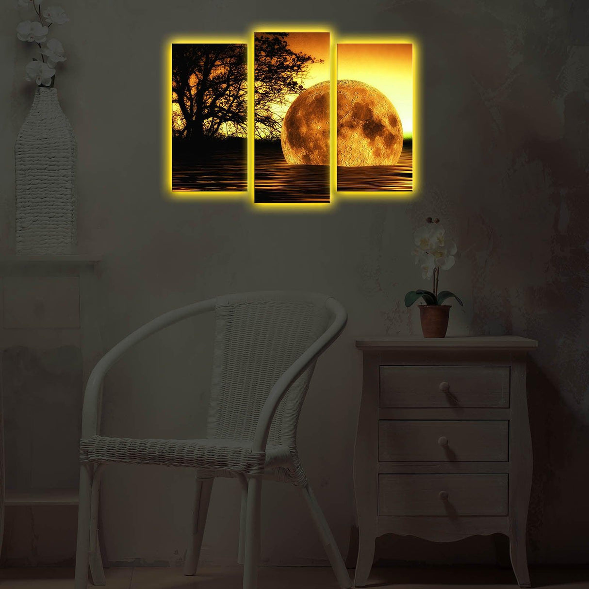 Tablou Canvas cu Led Meteor, Multicolor, 66 x 45 cm