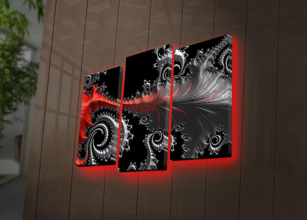 Tablou Canvas cu Led Octopus Rosu, Multicolor, 66 x 45 cm