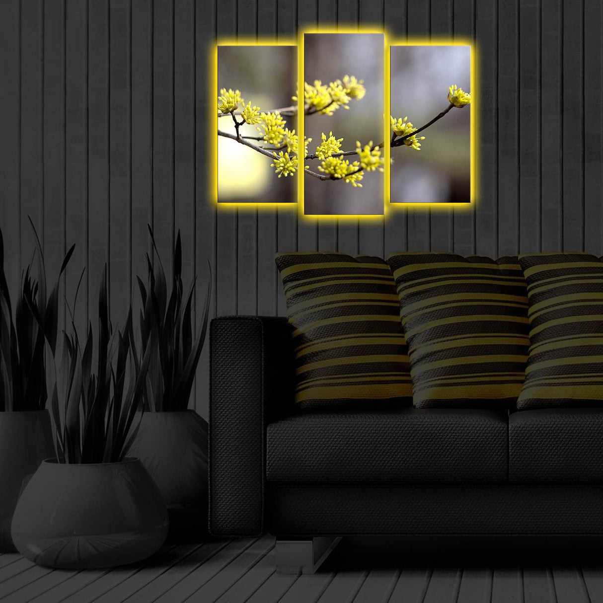 Tablou Canvas cu Led Orhidee, Multicolor, 66 x 45 cm