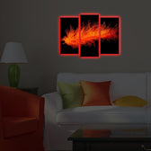 Tablou Canvas cu Led Pana Rosu, Multicolor, 66 x 45 cm