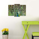 Tablou Canvas cu Led Paun Verde, Multicolor, 66 x 45 cm