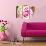 Tablou Canvas cu Led Trandafir Roz, Multicolor, 66 x 45 cm