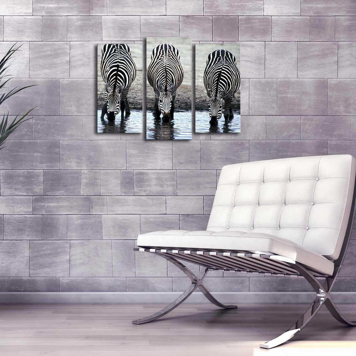 Tablou Canvas cu Led Zebra, Multicolor, 66 x 45 cm