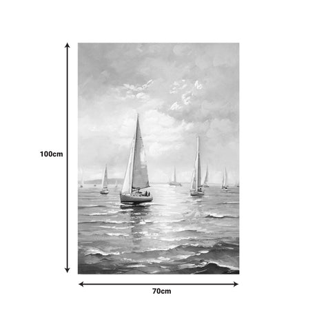 Tablou canvas cu peisaj marin Sailsy, Multicolor, 70x100 cm