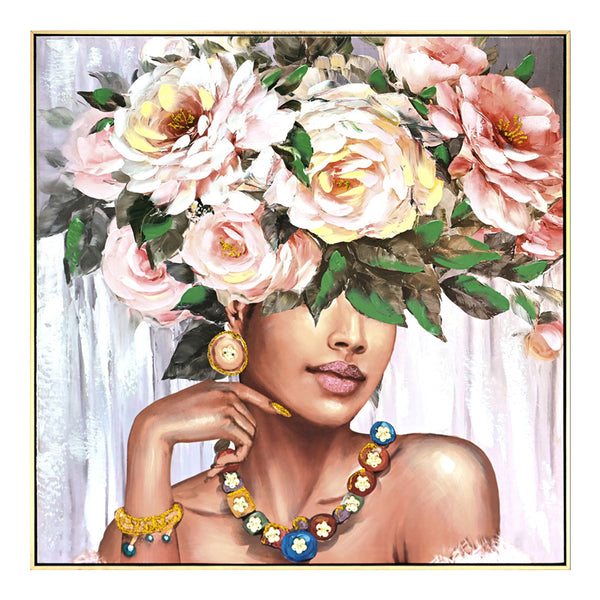 Tablou canvas Flowergirl Africa, Multicolor, 82x82 cm