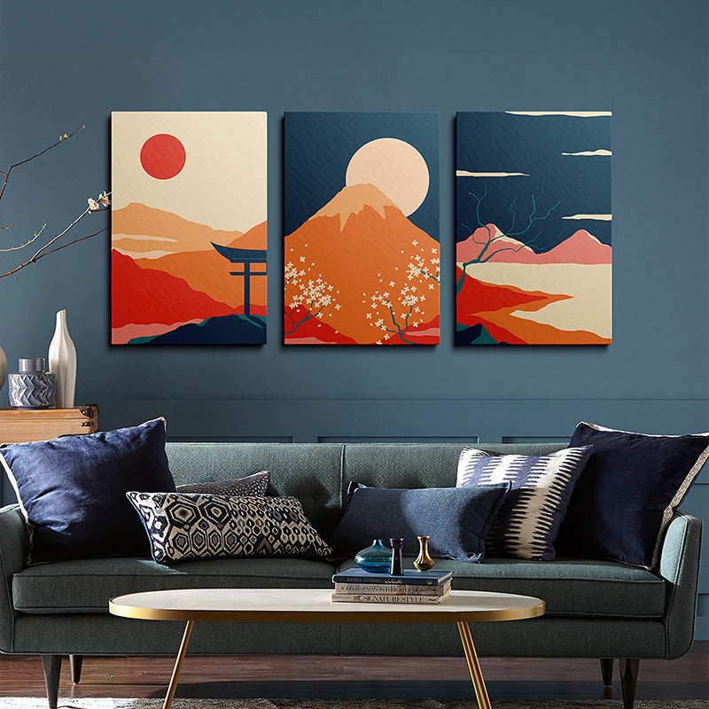 Tablou canvas în rama Mevra, triptic, Multicolor, 50x70 cm