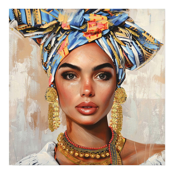 Tablou Canvas Turban 3D, Arta, Canvas, Multicolor, 80x80 cm
