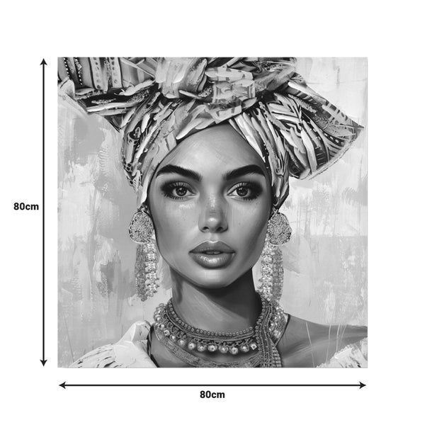 Tablou Canvas Turban 3D, Arta, Canvas, Multicolor, 80x80 cm