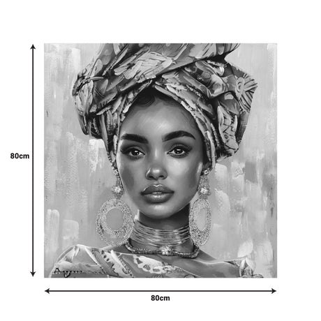Tablou Canvas Turban 3D, Pânza, Multicolor, 80x80 cm