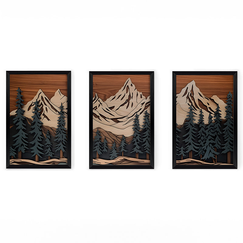 Tablou de canvas Wall art în frame Fortasia triptyque cu digital print, Multicolor, 33x48 cm