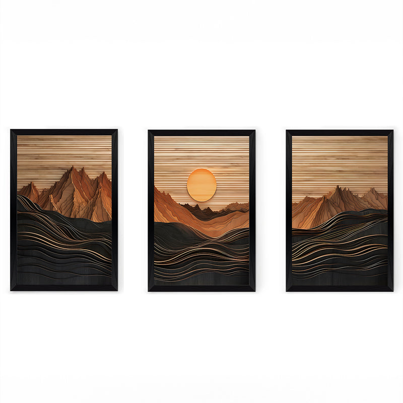 Tablou de canvas Wall art în frame Peaky triptyque cu digital print, Multicolor, 33x48 cm