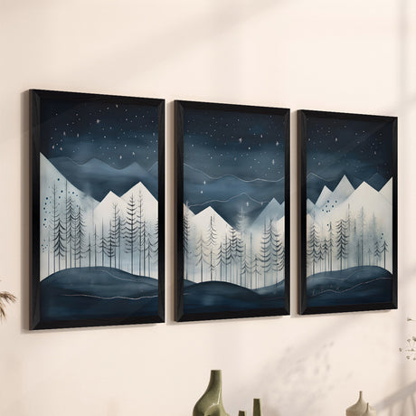 Tablou de canvas Wall art în frame Wavy triptyque cu digital print, Multicolor, 33x48 cm