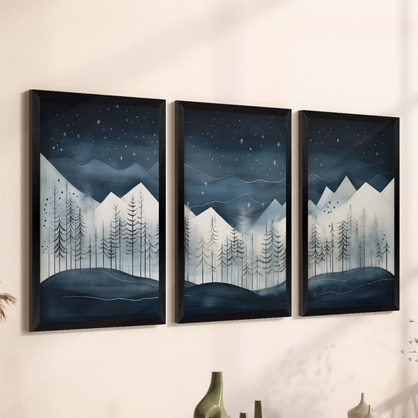 Tablou de canvas Wall art în frame Wavy triptyque cu digital print, Multicolor, 33x48 cm
