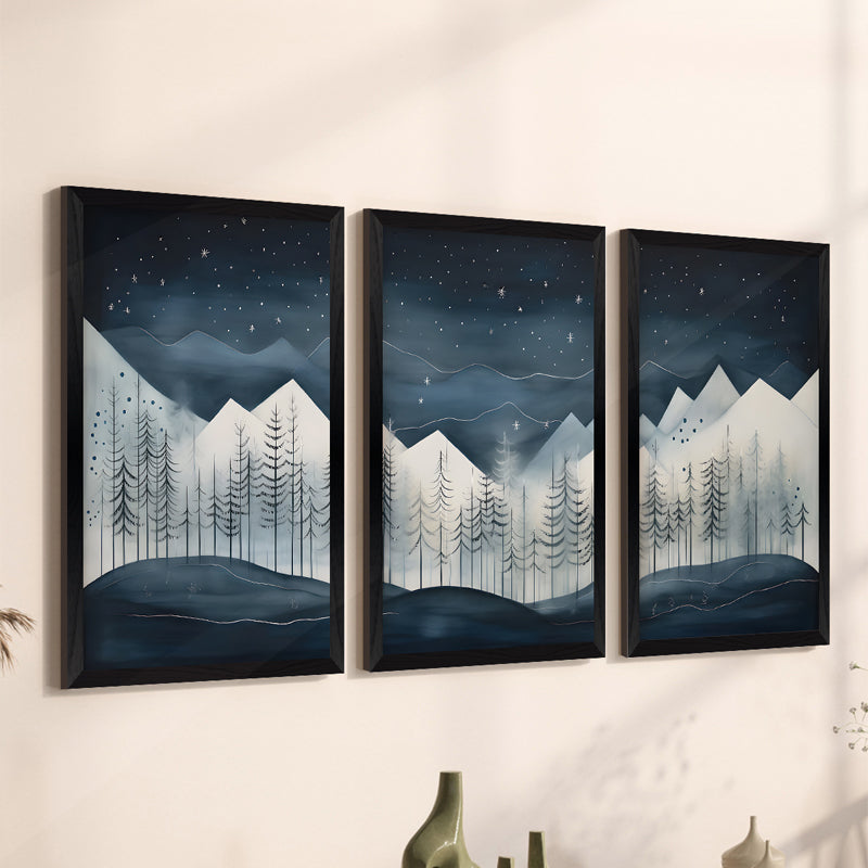 Tablou de canvas Wall art în frame Wavy triptyque cu digital print, Multicolor, 33x48 cm, imagine suplimentara