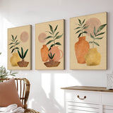 Tablou de perete pe pânza cu rama Gielo, triptic, imprimeu digital, pânza și lemn, 40x60 cm