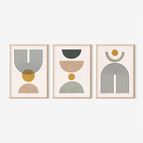 Tablou decorativ Ominel, Triptic, Lemn, Multicolor, 33x48 cm