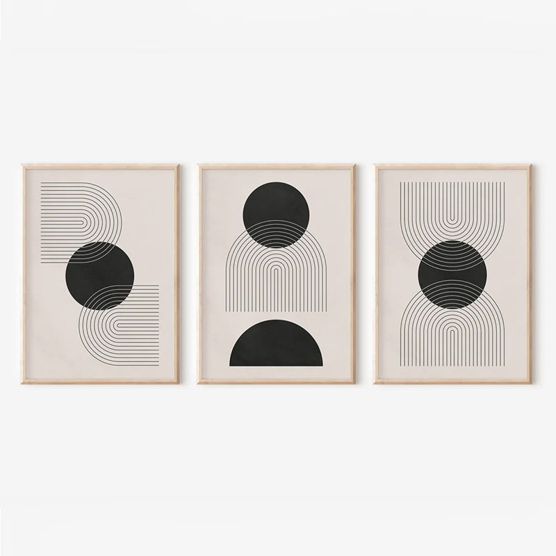 Tablou decorativ triptic Blomel, Cadru, Multicolor, 33x48 cm