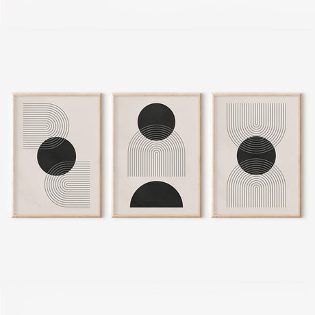 Tablou decorativ triptic Blomel, Cadru, Multicolor, 33x48 cm