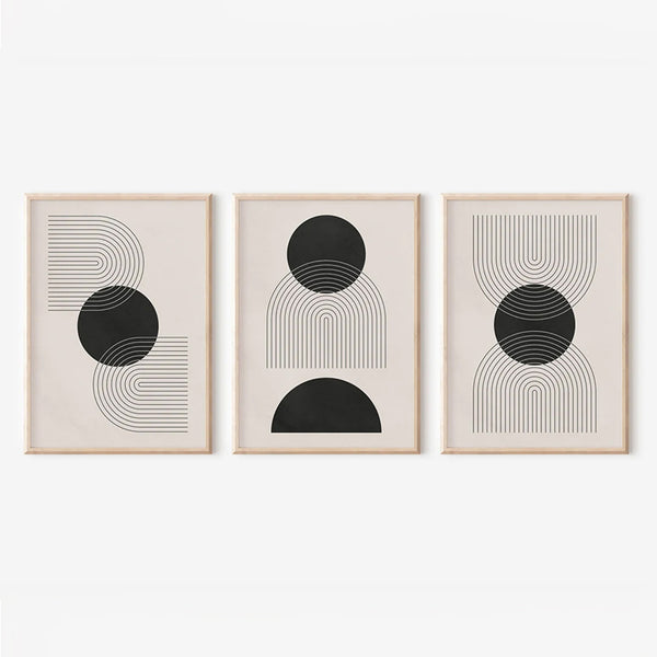 Tablou decorativ triptic Blomel, Cadru, Multicolor, 33x48 cm
