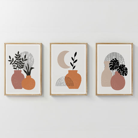 Tablou decorativ triptic Erynd, Multicolor, 33x48 cm