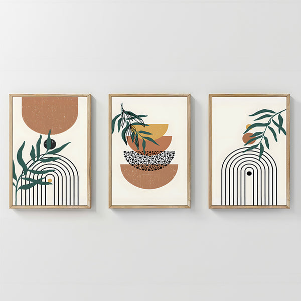 Tablou decorativ triptic Mylen, lemn, Multicolor, 33x48 cm